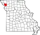 A state map highlighting Andrew County in the northwestern part of the state.