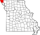 A state map highlighting Atchison County in the northwestern corner of the state.