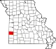 A state map highlighting Barton County in the southwestern part of the state.