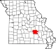 A state map highlighting Dent County in the southeastern part of the state.