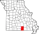 A state map highlighting Howell County in the southern part of the state.