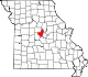 A state map highlighting Moniteau County in the middle part of the state.