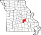A state map highlighting Phelps County in the middle part of the state.