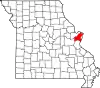 A state map highlighting Saint Louis County in the eastern part of the state.