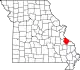 A state map highlighting Sainte Genevieve County in the southeastern part of the state.