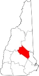 State map highlighting Belknap County