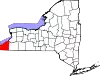State map highlighting Chautauqua County