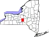 State map highlighting Cortland County