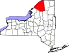 State map highlighting St. Lawrence County