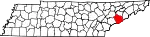 State map highlighting Sevier County