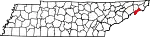 State map highlighting Unicoi County