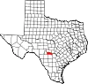 State map highlighting Bandera County