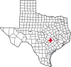 State map highlighting Bastrop County