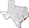 State map highlighting Brazoria County
