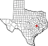 State map highlighting Burleson County