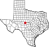 State map highlighting Concho County