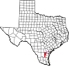 State map highlighting Jim Wells County