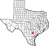 State map highlighting Karnes County