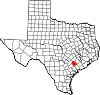 State map highlighting Lavaca County