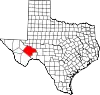 State map highlighting Pecos County
