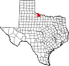 State map highlighting Wilbarger County