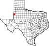 State map highlighting Yoakum County