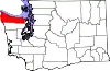 State map highlighting Clallam County