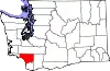 State map highlighting Cowlitz County