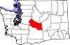 State map highlighting Kittitas County