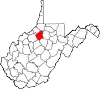 State map highlighting Doddridge County