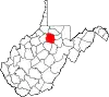 State map highlighting Harrison County