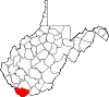 State map highlighting McDowell County