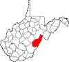 State map highlighting Pocahontas County