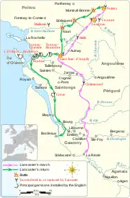 A map of Lancaster's route in 1346