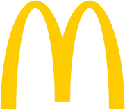 Two yellow arches joined together to form a rounded letter M.