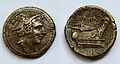 Mercury portrait on a bronze semuncia (215–211 BC)