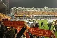 Football fans at Podgorica City Stadium.