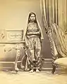 Woman, in Sind, British India, in Sindhi slim kancha shalwar