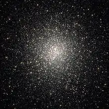 Thousands of white-ish dots scattered on a black background, strongly concentrated towards the center