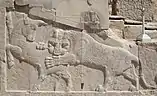 Iconic relief of lion and bull fighting, Apadana of Persepolis