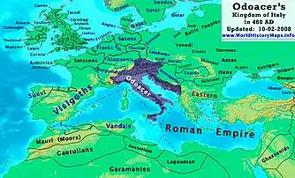 The Kingdom of Italy (under Odoacer) in 480 AD