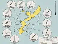 A map of Okinawa's airfields, 1945