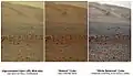 Comparison of color versions (raw, natural, white balance) of Aeolis Mons on Mars (23 August 2012)