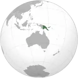 Location of&nbsp;Papua New Guinea&nbsp;(green)