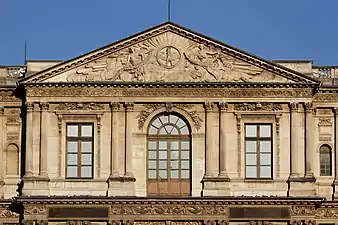 Pediment in the Cour Carrée of the Louvre Palace, Paris, by Guillaume Coustou the Younger, 1758-1759