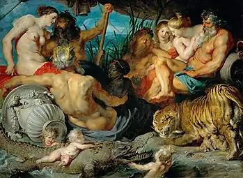 The Four Continents; by Peter Paul Rubens; c.1615; oil on canvas; 209 x 284 cm; Kunsthistorisches Museum, Vienna, Austria