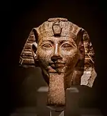 Portrait head of pharaoh Hatshepsut or Thutmose III; 1480–1425 BC; most probably granite; height: 16.5&nbsp;cm; Egyptian Museum of Berlin