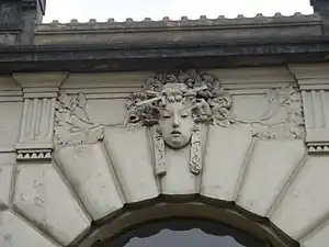 Japanese inspiration: Mascaron of the Praha hlavní nádraží, Prague, the Czech Republic, designed by Josef Fanta, 1901-1909