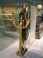 Ram in a Thicket; 2600–2400 BC; gold, copper, shell, lapis lazuli and limestone; height: 45.7 cm; from the Royal Cemetery at Ur; British Museum
