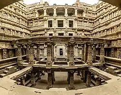 Rani ki Vav is an 11th-century stepwell, built by the Chaulukya dynasty, located in Patan.  The stepwell remains well-preserved, but is partly silted over.